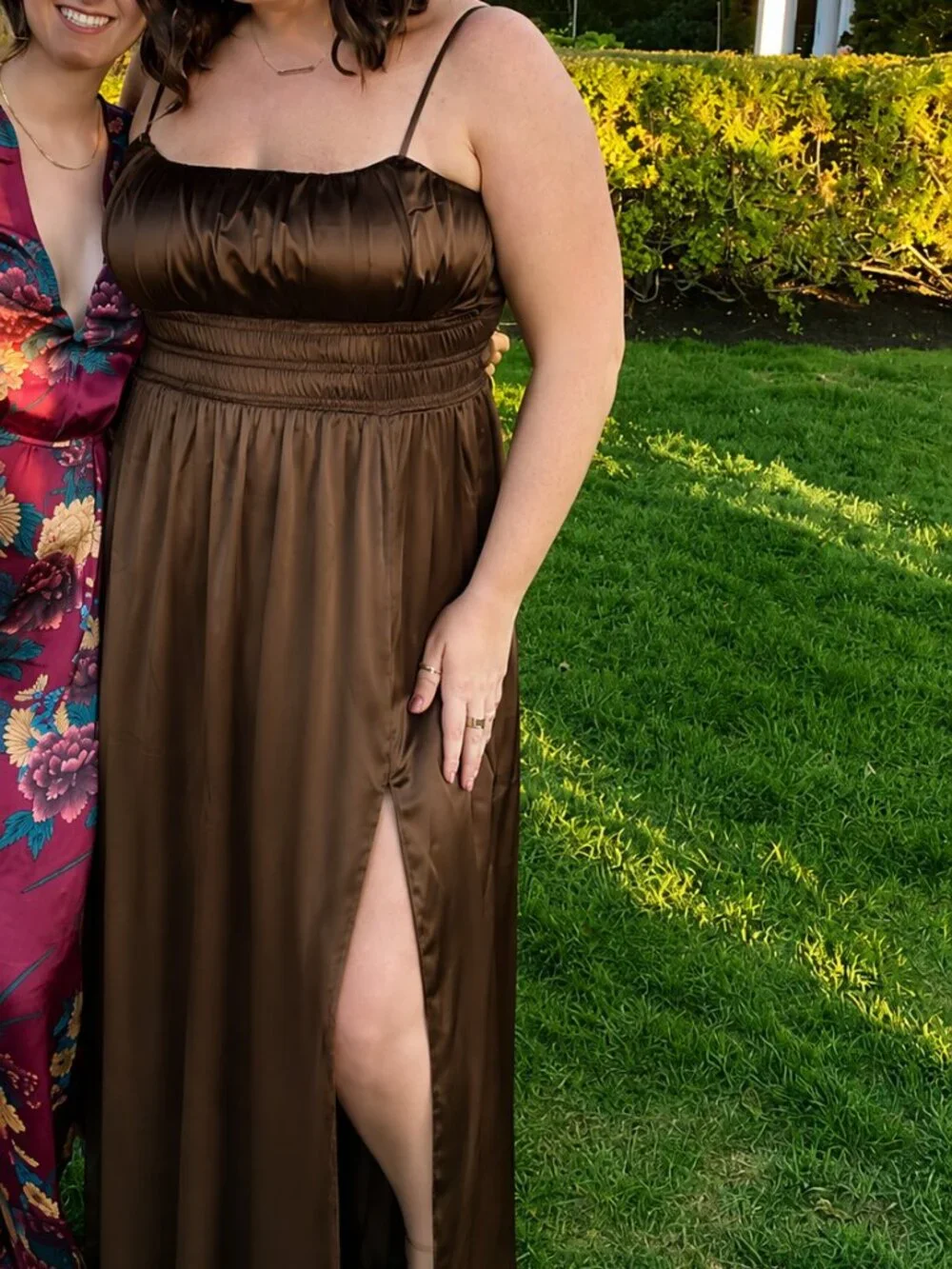 Abercrombie & Fitch Brown Satin Maxi Dress XLT